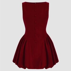 Bubble hem Burgundy Sleeveless Dress